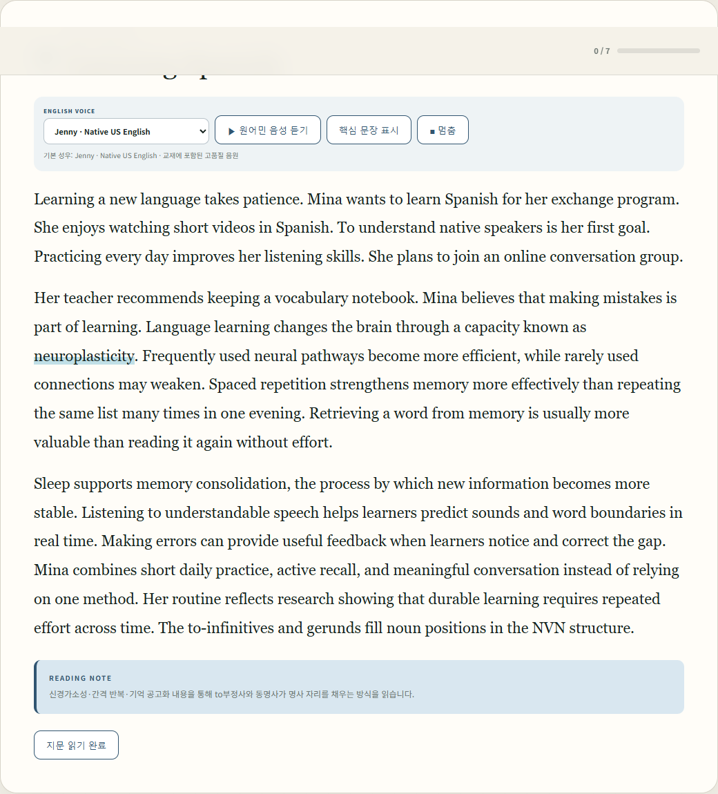 T3 Reading U07 — Learning Spanish